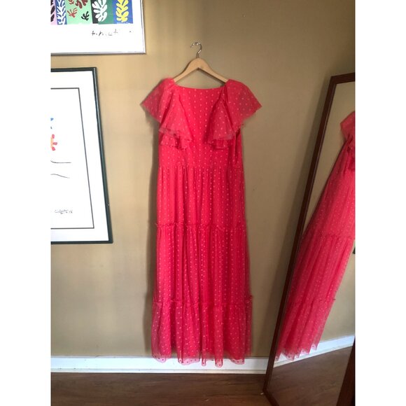 Tuckernuck tulle poppy pink Giselle maxidress gown - Picture 7 of 8